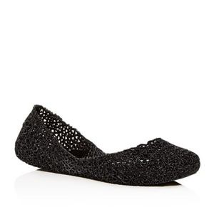 Melissa Campana black glitter jelly flats NWT